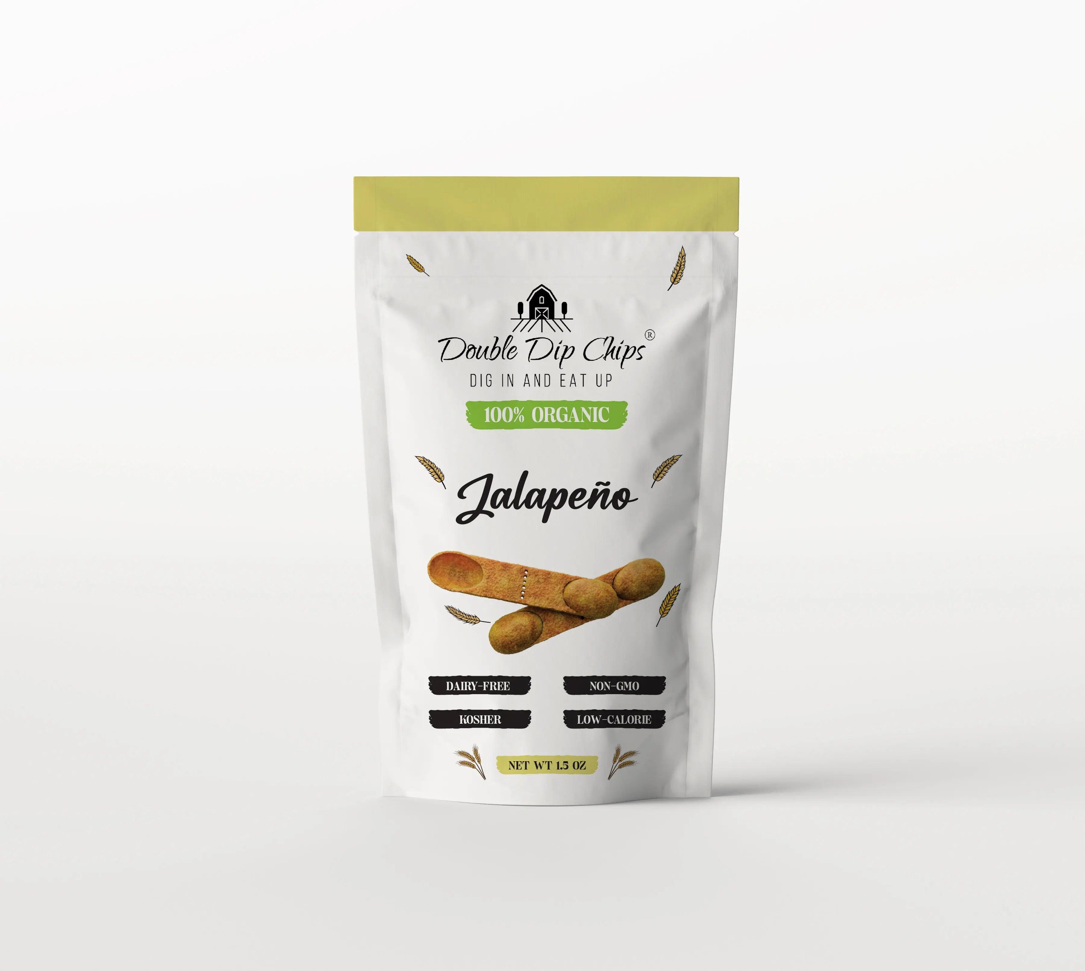 Jalapeño Corn Chips 1.5 Oz - Non-GMO, Gluten-Free, Vegan Snack by Double Dip Chips