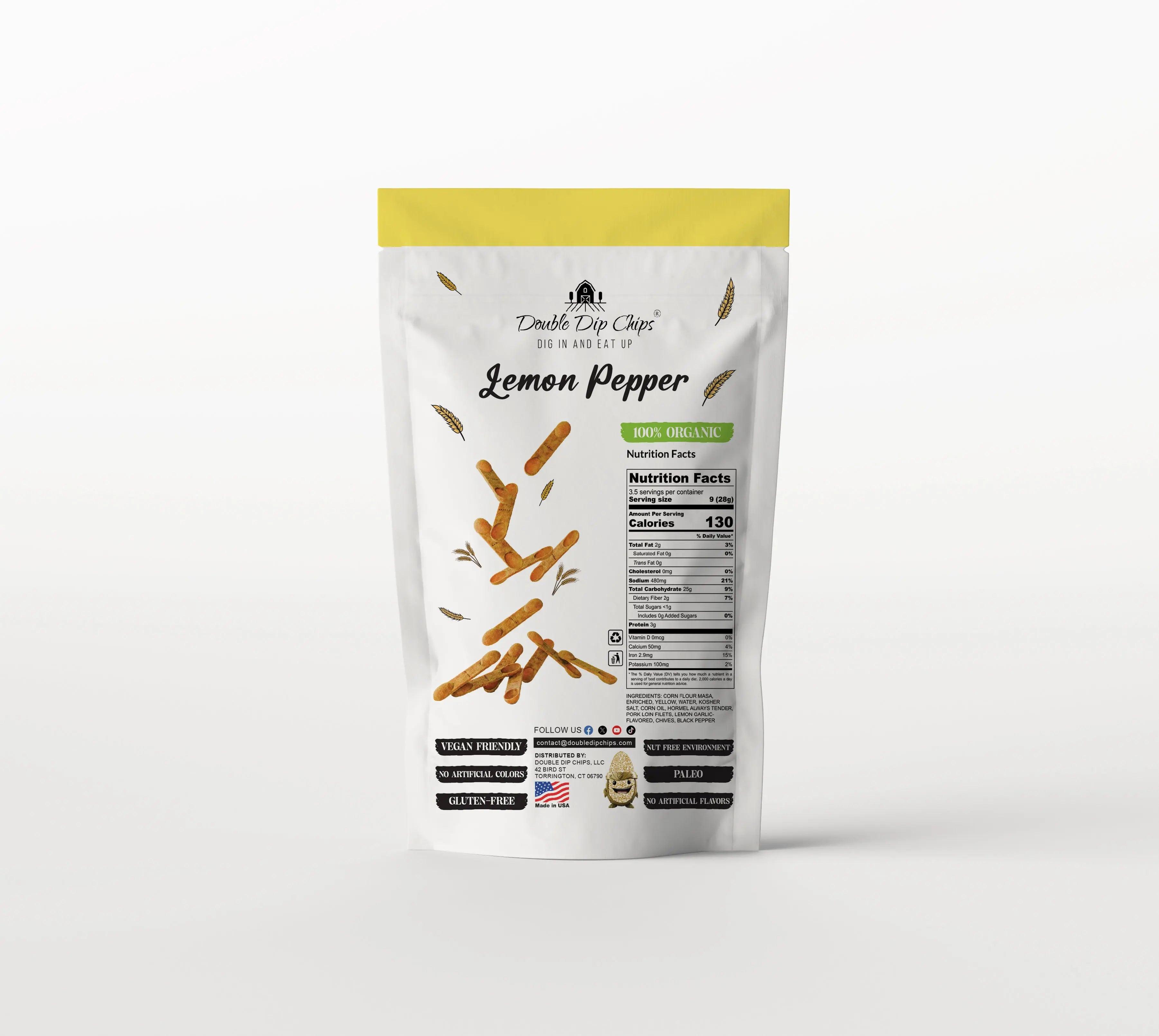 Lemon Pepper Chips - 1.5 Oz Non-GMO Gluten-Free Vegan Snack with Zesty Flavor