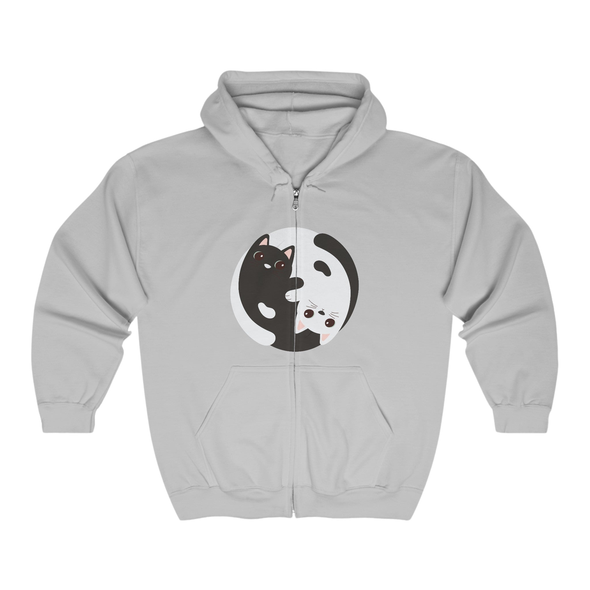 Unisex Heavy Blend™ Full Zip Hooded Sweatshirt : Yin Yang Cat Shirt