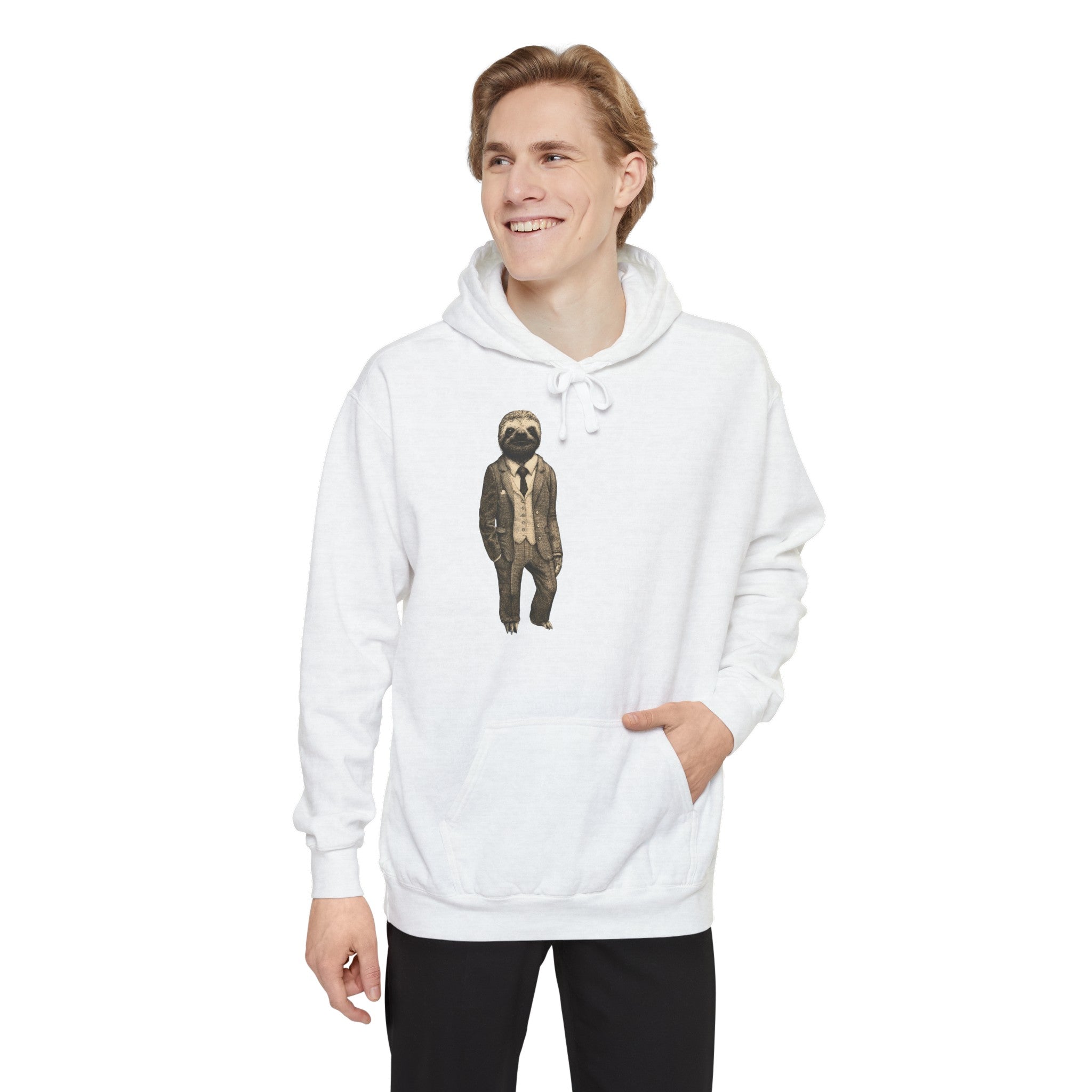 Unisex Garment-Dyed Hoodie : Cute Sloth Hoodie