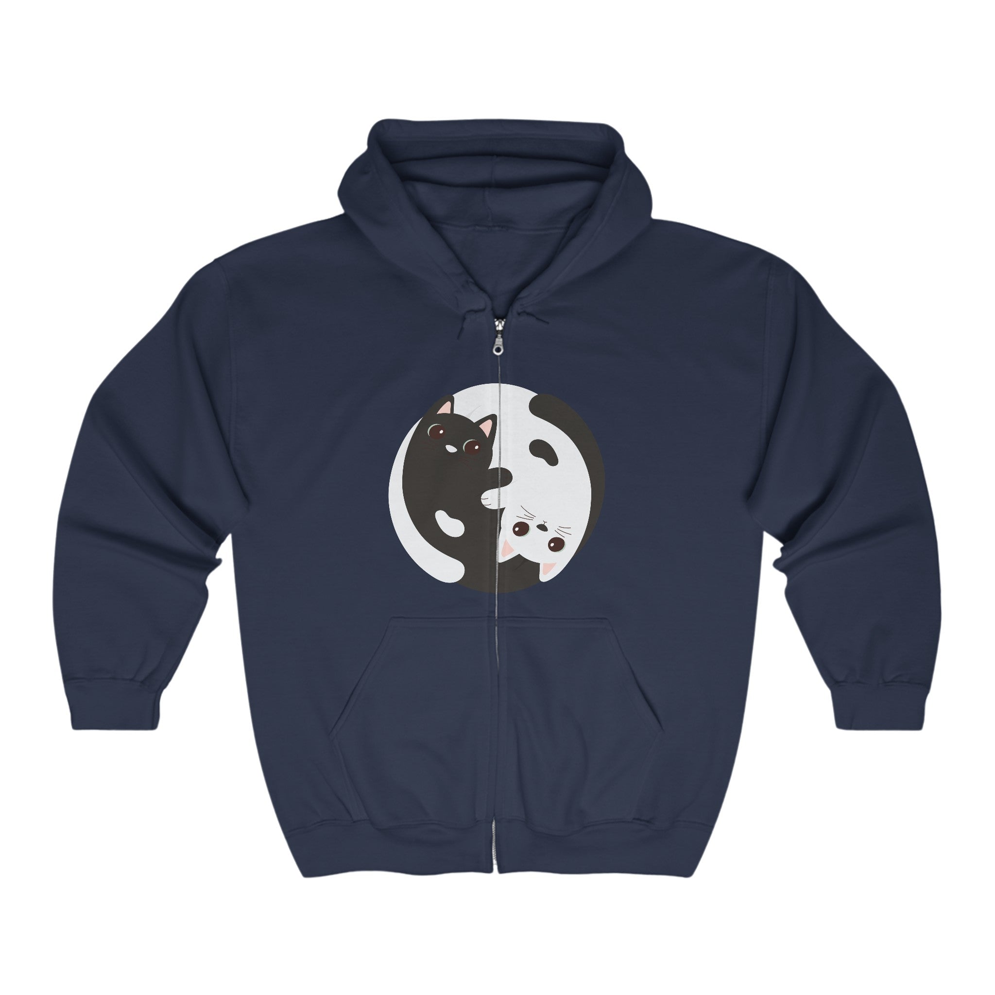 Unisex Heavy Blend™ Full Zip Hooded Sweatshirt : Yin Yang Cat Shirt