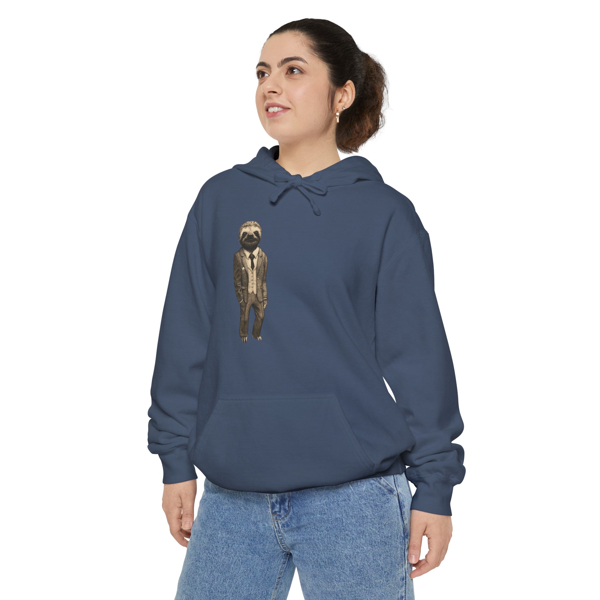 Unisex Garment-Dyed Hoodie : Cute Sloth Hoodie